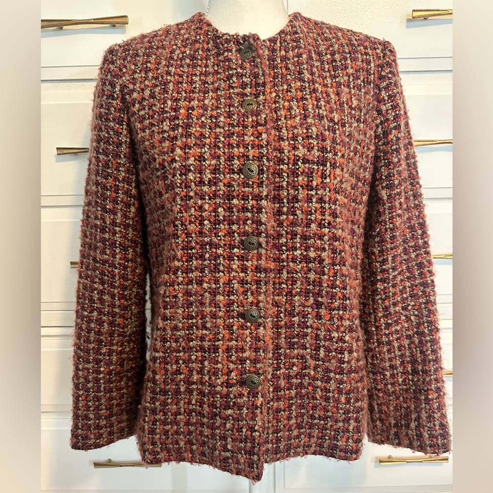 Alfred Dunner Petite Fall Autumn Multiple Colors Tweed Button Jacket - Size 10P